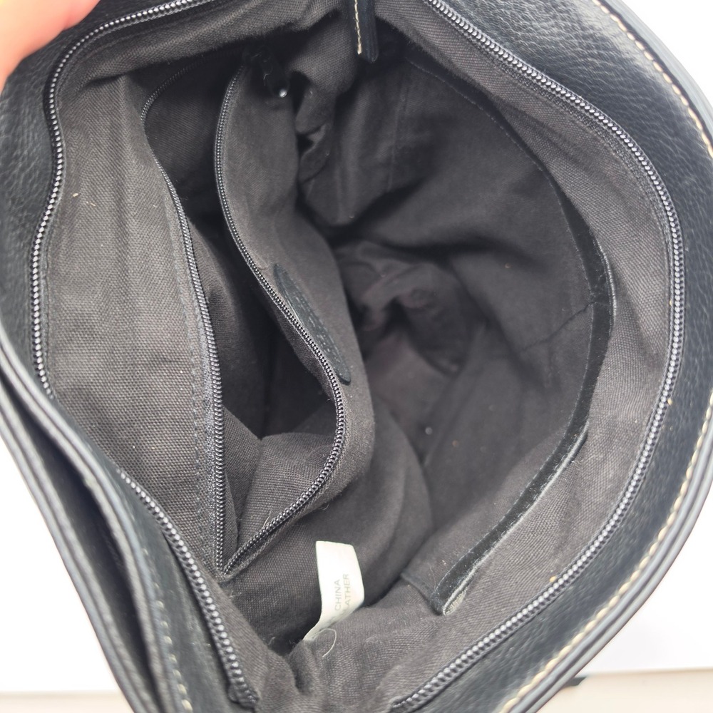 Tig & Co Shoulder Bag Women Medium Black Excellent Leather Contrast Stitch Hobo - Picture 2 of 9